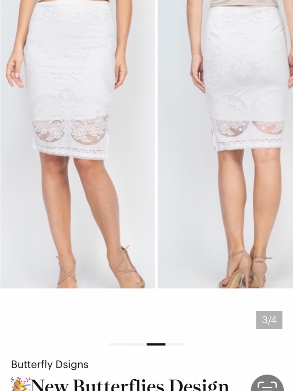 🎉New Butterfly Dsigns White Lace Pencil Skirt